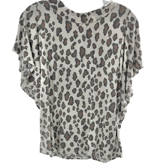 Impressions Leapord Print Flutter Sleeve Top Size Small - Picture 6 of 6